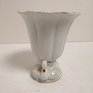 Vintage Double Swan White and Gold Japanese Vase